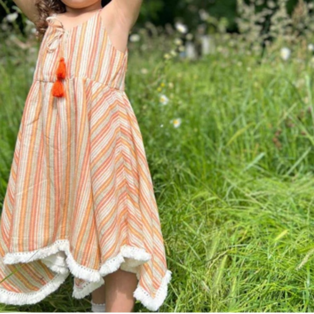 Poppet & Fox Handkerchief Dress Woodstock  Orange and White Striped